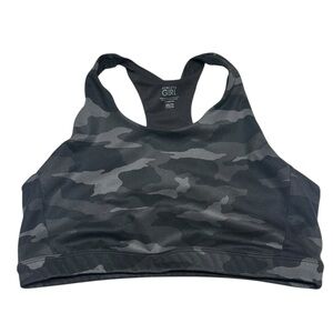 Athleta Girl Sports Bra Size Girl XXL 16 Grey Camo Print Unpadded Wireless Sport